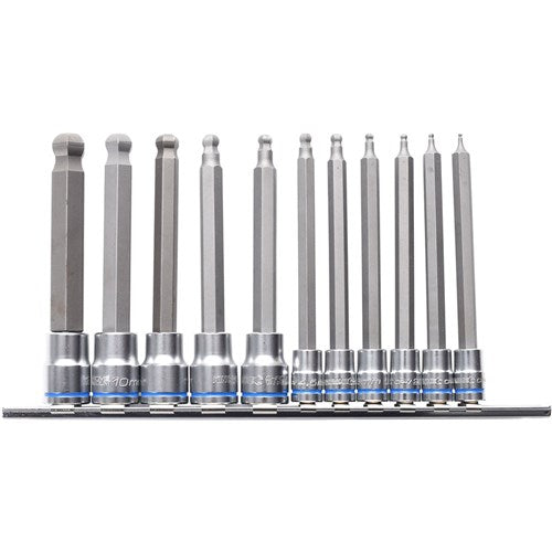 Kincrome Ball-End Hex Socket Set Long Series 11 Piece 1/4 & 3/8 Drive - Metric | K5523