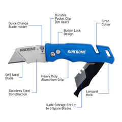 Kincrome - H/DUTY FOLDING U/KNIFE B/STRGE | K6117