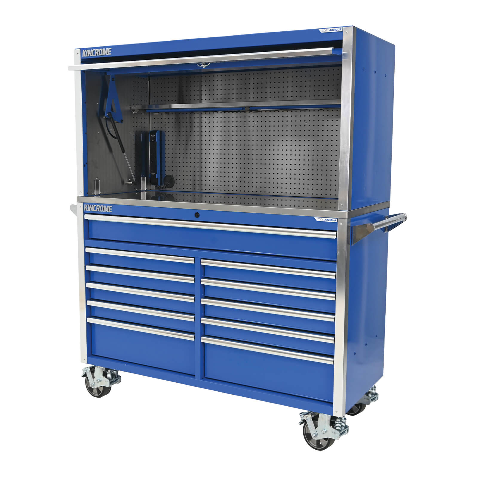 Kincrome TOOL ARMOUR 2 Piece Hutch & Trolley Combo 11 Drawer 1500mm (59") | K77850