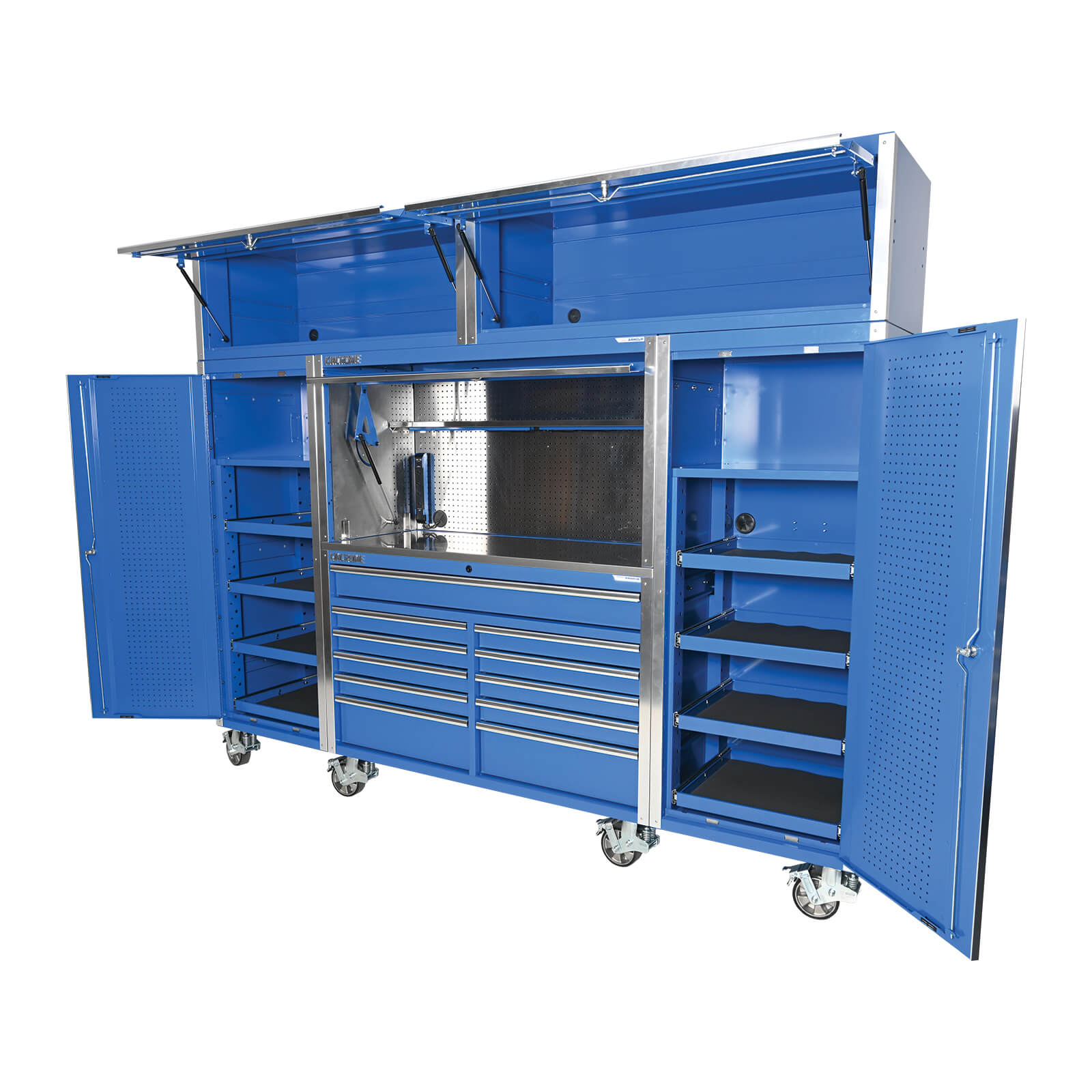 Kincrome TOOL ARMOUR 6 Piece Hutch, Trolley, Side & Top Locker Combo 11 Drawer 2900mm (114") | K77865