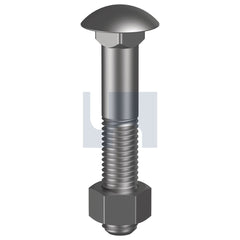 Hobsons - 1/4 x 4 ZINC PLATED (RoHS Compliant) AS2451 BSW CUP HEAD BOLT & NUT (Pack of 100)