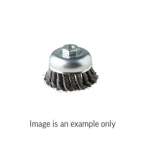 Union Cup Brush Twist Knot High Carbon Steel 0.5mm Wire x 125mm Dia M14 Carded