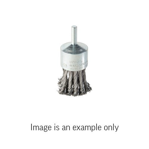 Union End Brush Twist Knot Stainless Steel 0.35mm Wire x 20mm Dia x 6mm Shank Carded