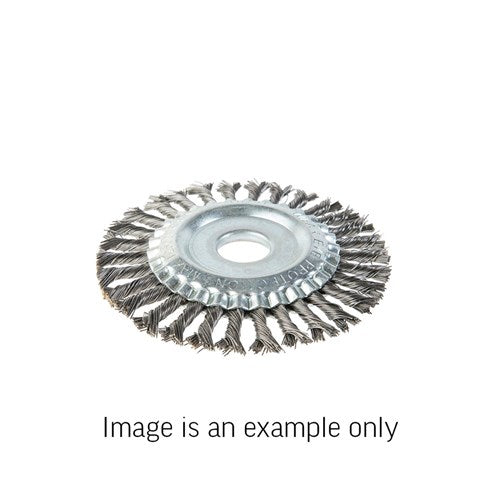 Union Wheel Brush Twist Knot High Carbon Steel 0.5mm Wire x 125mm Dia x 22mm Bore Boxed