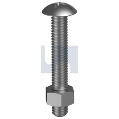 Hobsons - M6 x 12 - JIS B1111 Phillips Slotted Metal Roofing Bolt & Nut Combi - Zinc Plated | KMSMSZMCM060012