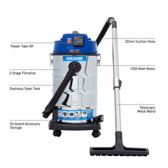Kincrome - 240V Wet & Dry Garage Vacuum 30L / 1250W | KP703