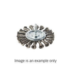 Union Wheel Brush Twist Knot 6mm Spindle Mount Stainless Steel 0.4mm Wire x 100mm Dia Carded