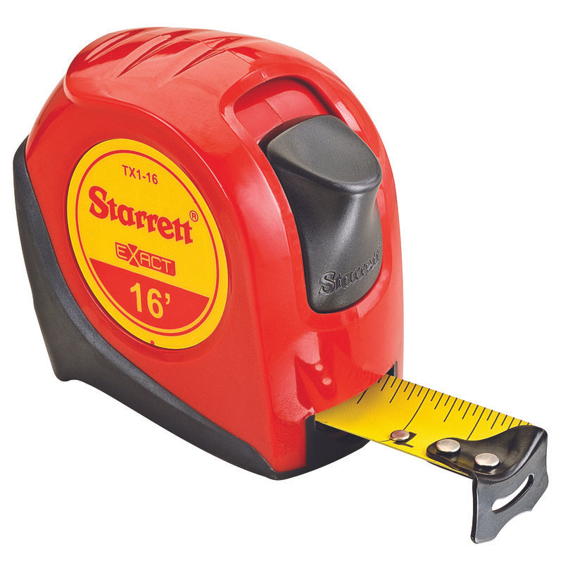 Starrett - Exact 1" X 16' English Pocket Tape, Graduated In 1/16" | KTX1-16-N