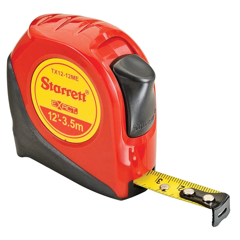 Starrett - Exact 1/2" X 12'(3.5m) English/Metric Pocket Tape, Graduated In Inches/Mill | KTX12-12ME-N