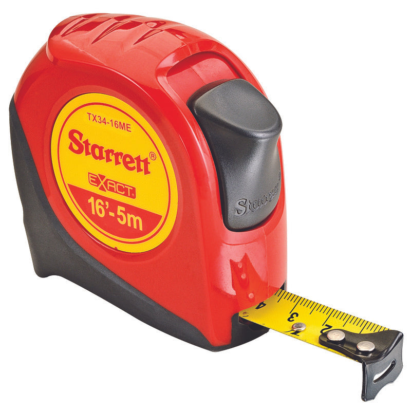 Starrett - Exact 3/4" X 16'(5m) English/Metric Pocket Tape, Graduated In Inches/Millim | KTX34-16ME-N