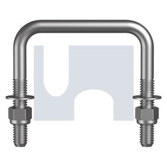 Hobsons - 1/2" x 75" x 125" - Mild Steel U Bolt Square Kit Nyloc - Hot Dip Galvanised - Grade 2 - BSW | KUSMSGN050075125