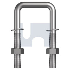 Hobsons - M12 x 77 x 110 - Mild Steel U Bolt Square Kit Spring Wash - Hot Dip Galvanised | KUSMSGSM12077110