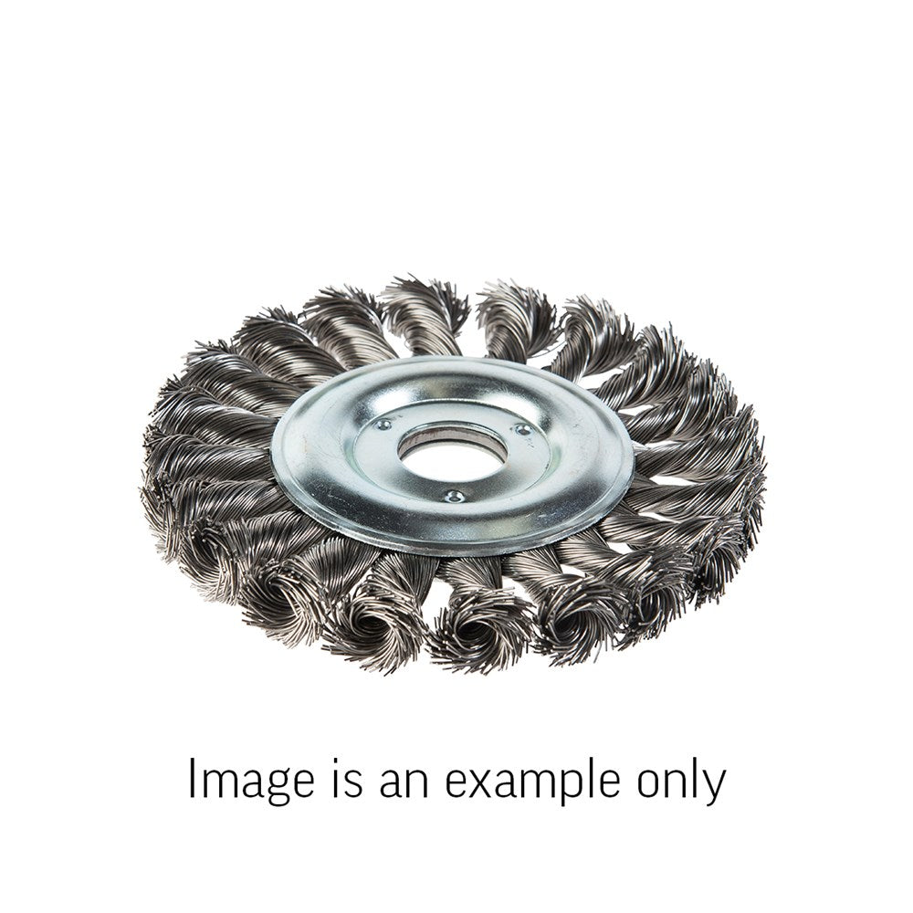 Union - Wheel Brush Twist Knot High Carbon Steel 0.5mm Wire x 125mm Dia x 22mm Bore - Carded