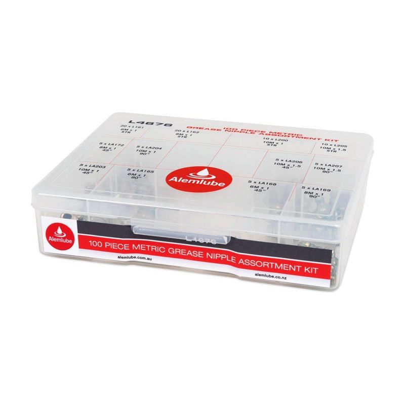 Alemlube - Metric 100 Piece Grease Nipple Assortment Kit | L4676
