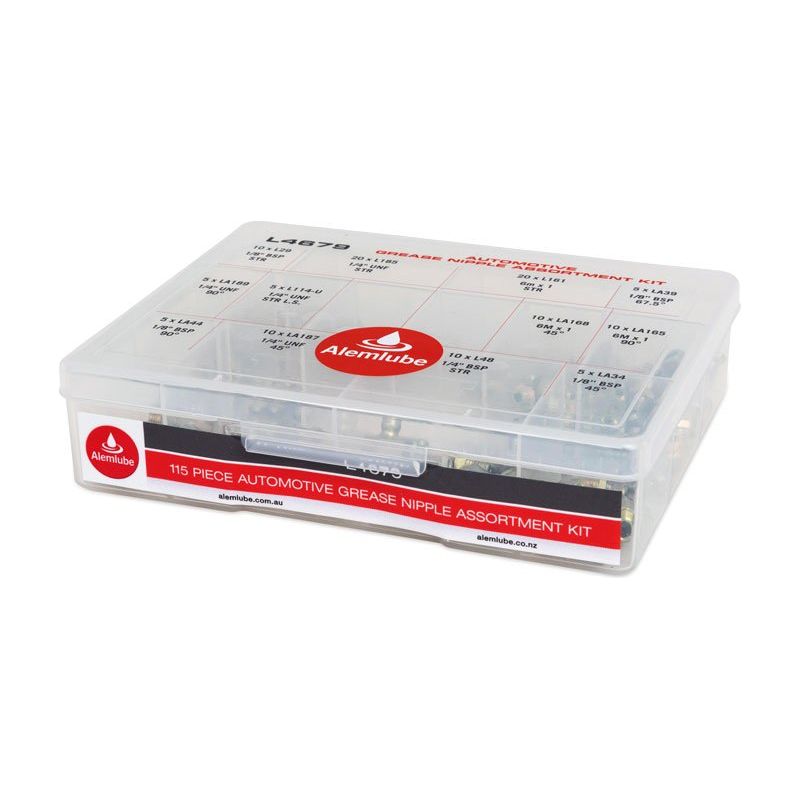 Alemlube - Automotive 115 Piece Grease Nipple Assortment Kit | L4679