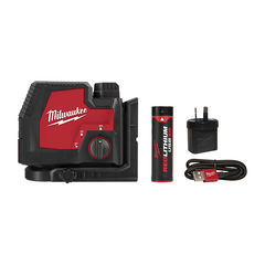 Milwaukee - REDLITHIUM™ USB Rechargeable Cross + 2 Plumb Laser Kit (1 x 3.0Ah, Case) | L4CPL-301C