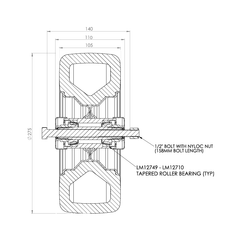 Richmond Rolling Solutions - SP11X4.00-5  SEMI-PNEUMATIC WHEEL C/W 1/2 DIA AXLE | 053SP11-400-500