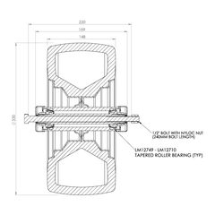 Richmond Rolling Solutions - SP13X6.50-50  SEMI-PNEUMATIC WHEEL C/W 1/2 DIA AXLE | 053SP13-650-500