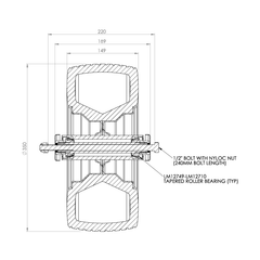 Richmond Rolling Solutions - SP15X6.00-50  SEMI-PNEUMATIC WHEEL C/W 1/2 DIA AXLE | 053SP15-600-500