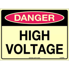 Uniform Safety Signs - 240x180mm - Self Adhesive - Luminous - Danger High Voltage | LU215DA
