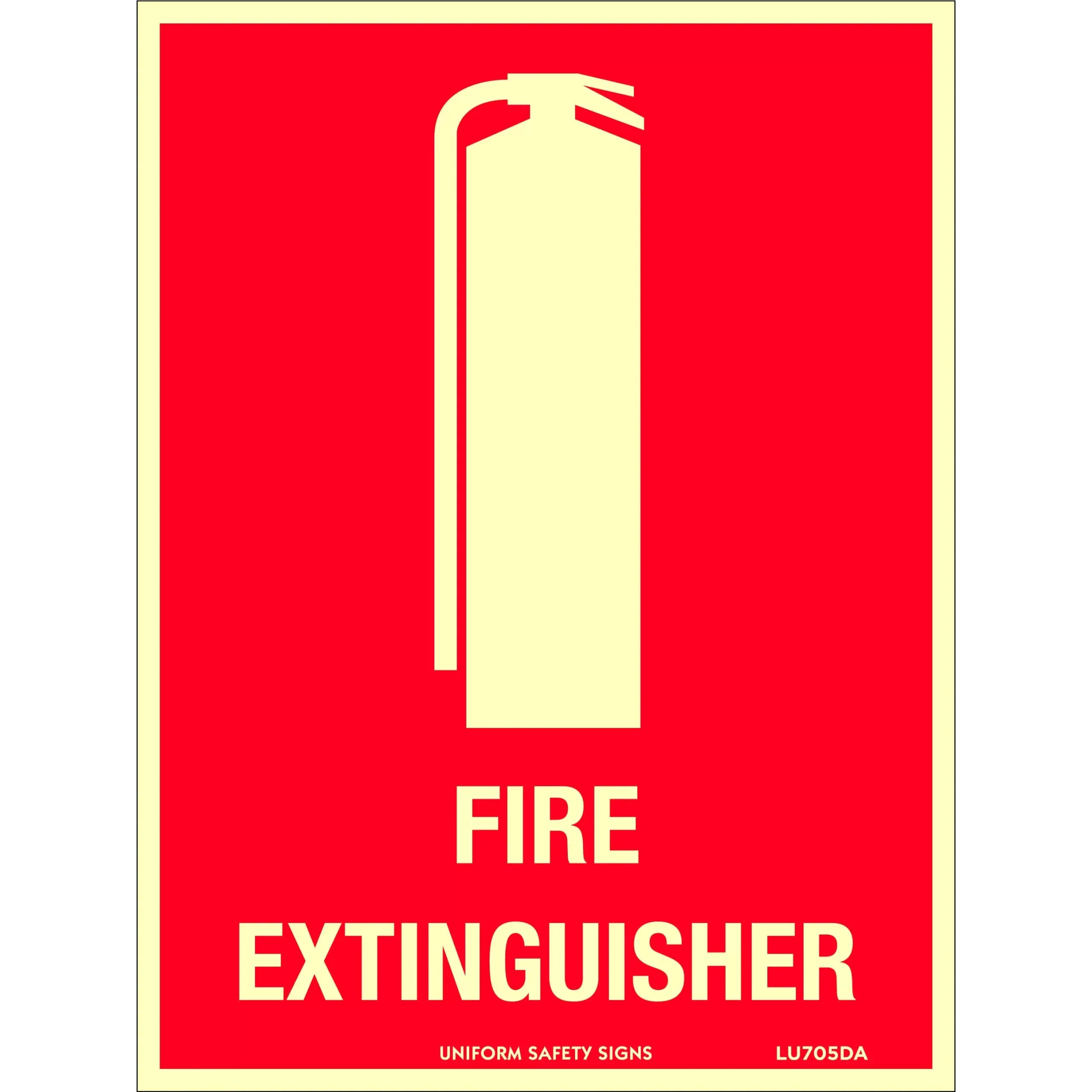 Uniform Safety Signs - 180x240mm - Self Adhesive - Luminous - Fire Extinguisher | LU705DA
