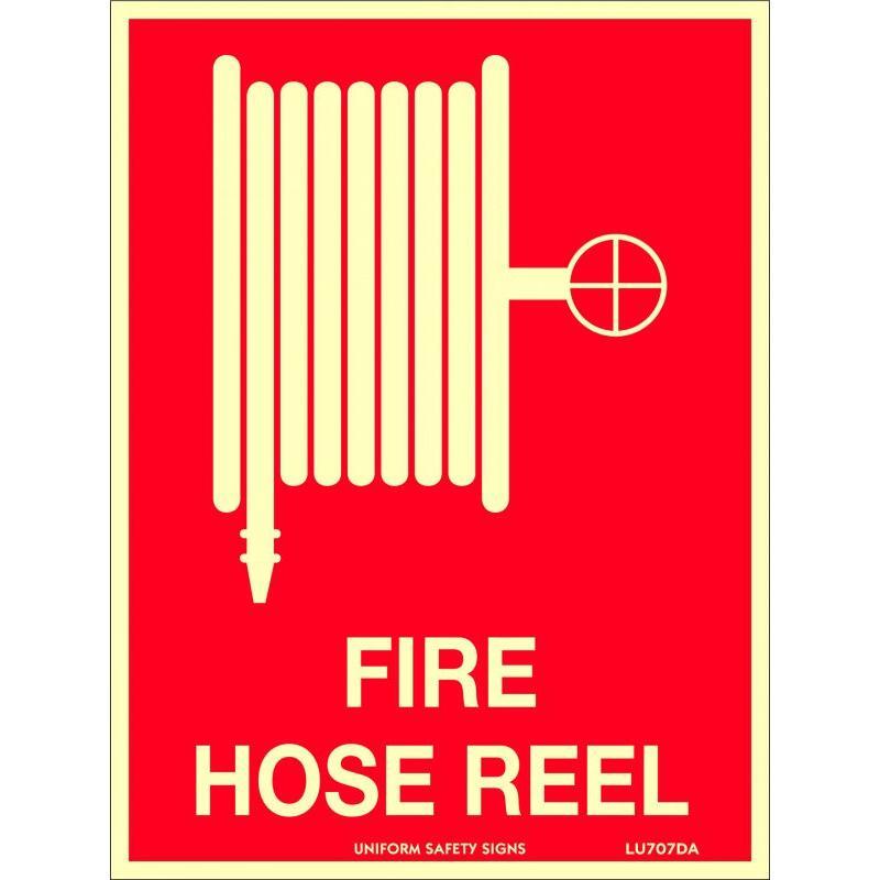 Uniform Safety Signs - 180x240mm - Self Adhesive - Luminous - Fire Hose Reel (With Picto) | LU707DA