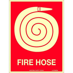Uniform Safety Signs - 180x240mm - Self Adhesive - Luminous - Fire Hose (With Picto) | LU708DA