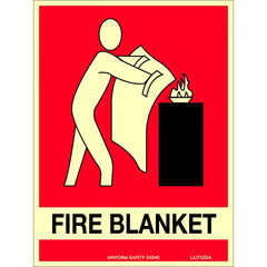 Uniform Safety Signs - 180x240mm - Self Adhesive - Luminous - Fire Blanket (With Picto) | LU712DA