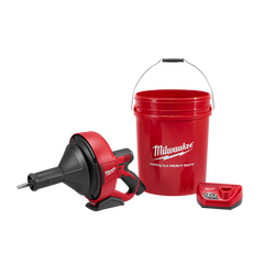 Milwaukee - M12 Drain Snake - Storage Bucket + 7.9mm x 7.6m Bulb Head Cable | M12BDC8-0C
