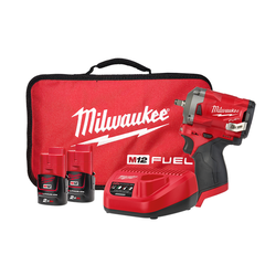 Milwaukee - M12 FUEL™ 3/8" Stubby Impact Wrench with Friction Ring Kit (2 x 2.0Ah) | M12FIW38-202B