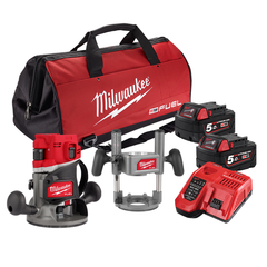 Milwaukee - M18 FUEL™ 1/2" Router Kit (2x 5.0Ah, Plunge Base, Bag) | M18FR12502B