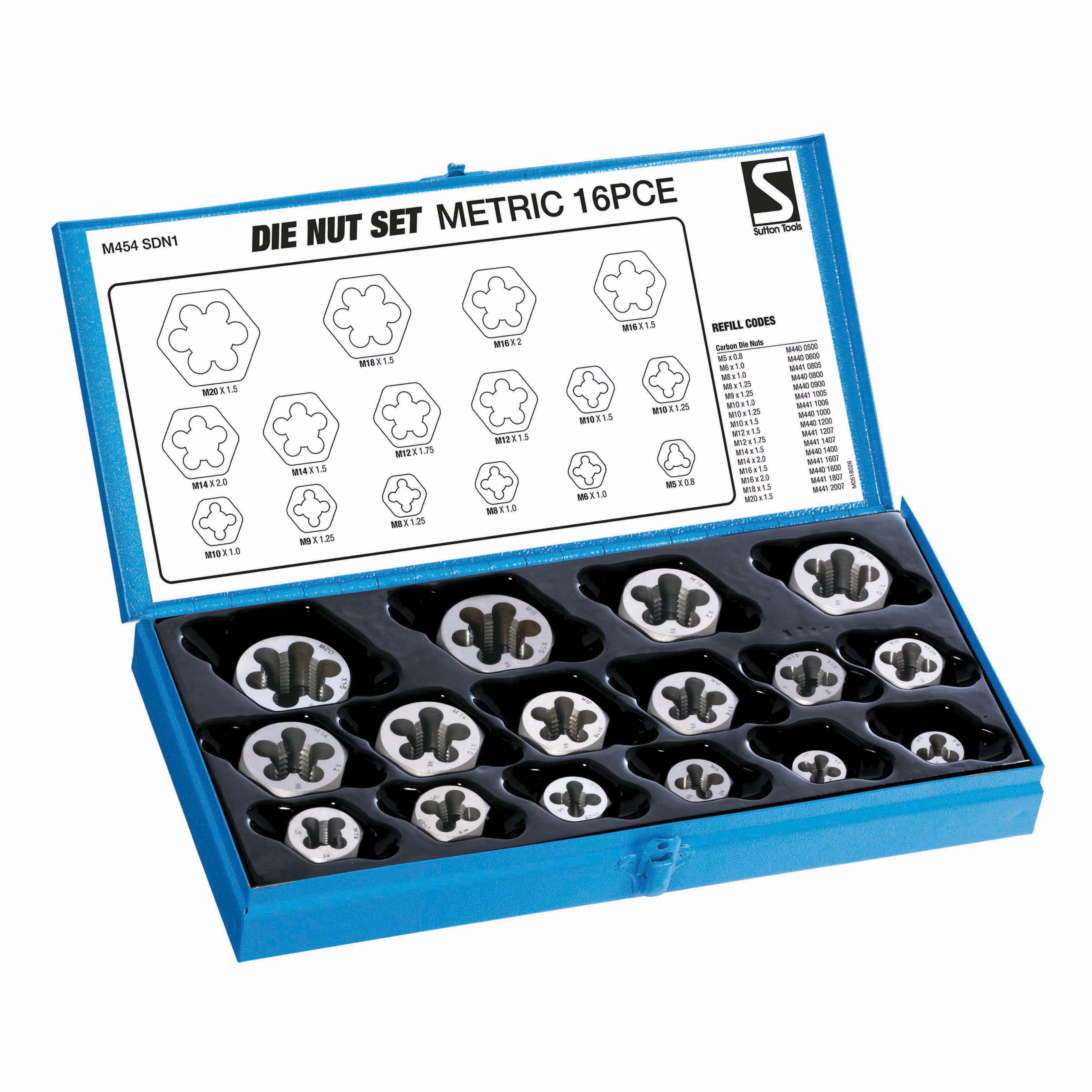 Sutton - Die Nut M454 Set 16Pce Metric TCA | M454SDN1