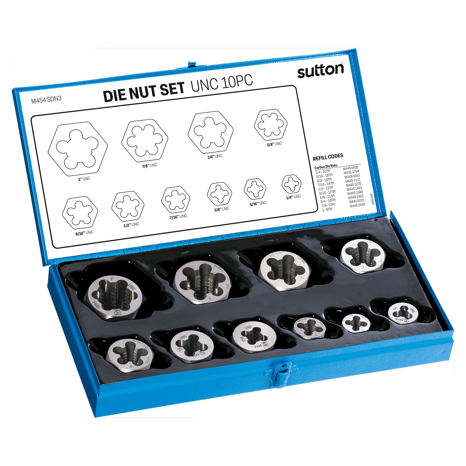Sutton - Die Nut M454 Set 10Pce Unc TCA | M454SDN3