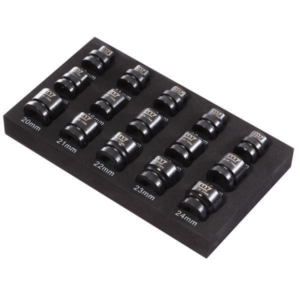ITM - M7 IMPACT STUBBY SOCKET SET, 1/2" DRIVE, 15 PCE, 10 - 24MM | M7-MA42015M
