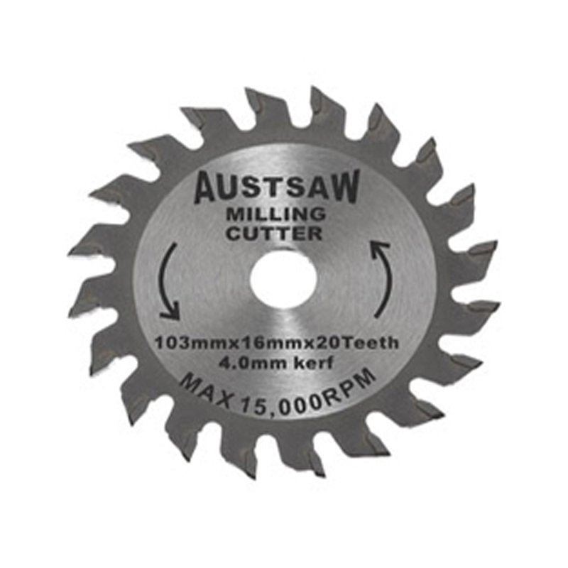 Austsaw- 103mm (4in) 4mm Milling Cutter Blade - 16mm Bore - 20 Teeth