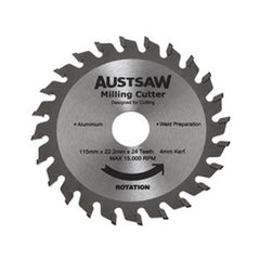 Austsaw- 115mm (4.5in) 4mm Milling Cutter Blade - 22.2mm Bore - 24 Teeth