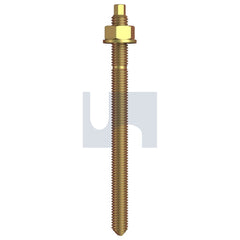 Hobsons - M12 x 160 ZINC YELLOW PASSIVATE HEC / CLASS 5.8 / CHISEL POINT STUD CHEM ANCHOR KIT (EXT HEX) | MCA114 (Pack of 10)