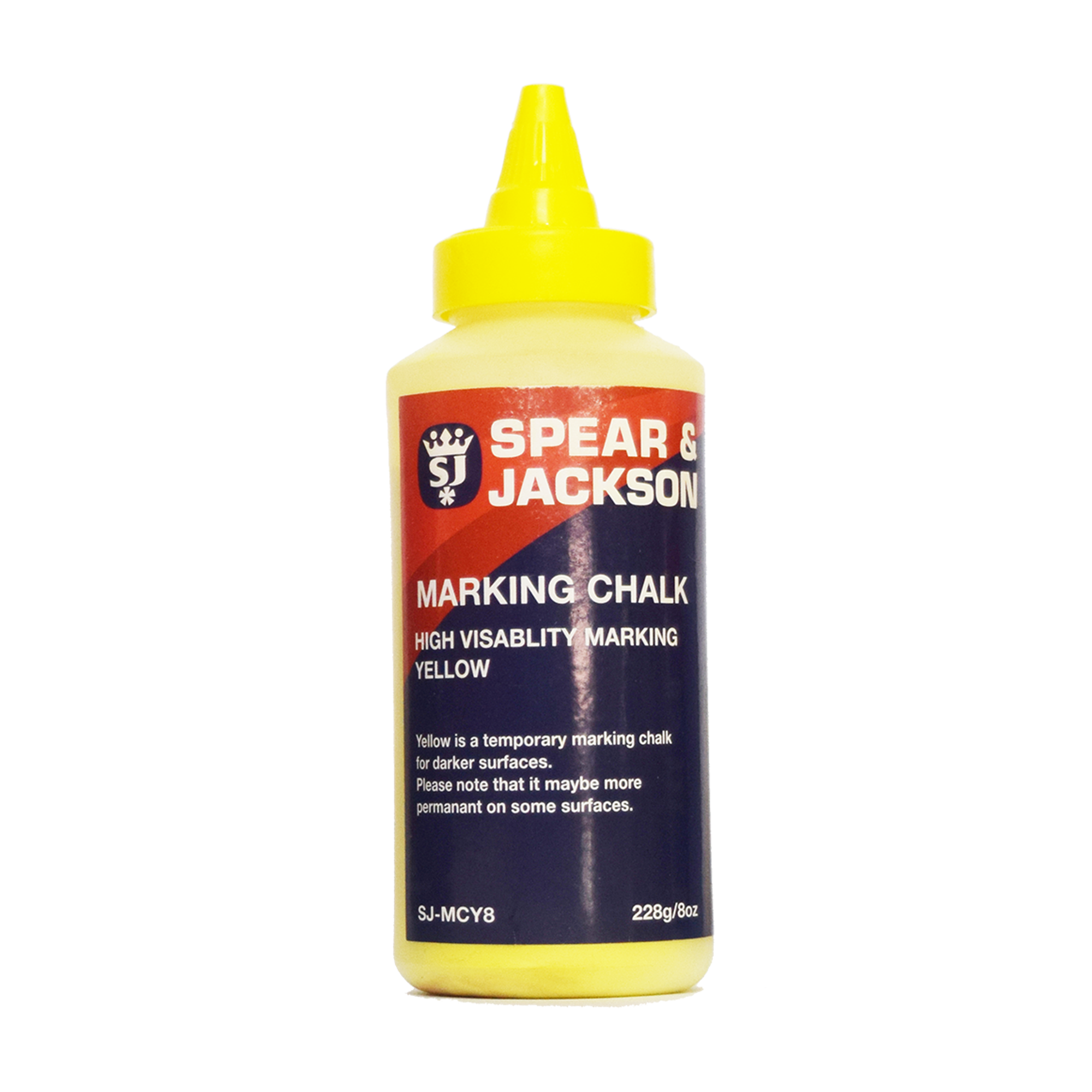 Spear & Jackson - Marking Chalk Yellow Hi-Vis Temporary 8Oz | SJ-MCY8