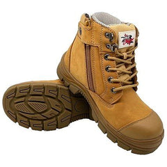 Maxisafe Cougar MIAMI 6" Wheat Lace Up Side Zip Collar Boot With Scuff Cap | MIAMI