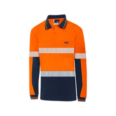Mack - Mens LS Cotton Polo Segmented Tape Orange/Navy Size 2XL | MK9186485ONR2XL
