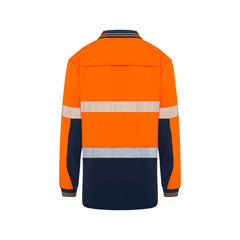 Mack - Mens LS Cotton Polo Segmented Tape Orange/Navy Size 3XL | MK9186485ONR3XL