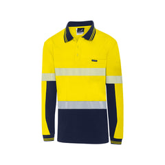 Mack - Mens LS Cotton Polo Segmented Tape Yellow/Navy Size 3XL | MK9186485YNR3XL