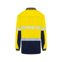 Mack - Mens LS Cotton Polo Segmented Tape Yellow/Navy Size Small | MK9186485YNC00S