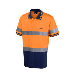 Mack - Polo Cotton SS Stretch Tape Orange/Navy Size 5XL | MK9186486ONR5XL