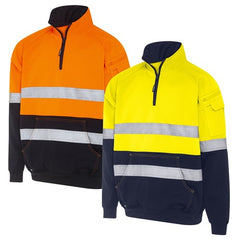 Mack - 2T Taped 1/4 Zip Recycled Poly Flc Jumper Orange/Navy Size Large | MK9186528ONE00L
