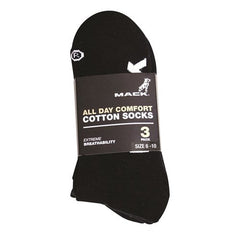 Mack - Sock MKCOTSOCK 3 Pack Cotton Unisex Black Size 6 - 10 | MKCOTSOCKBB0610