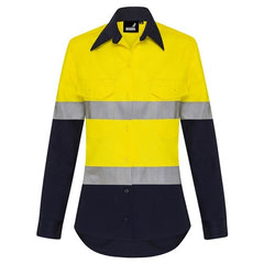 Mack - Womens LS 2 Tone Taped Shirt Cotton 190 gsm Yellow/Navy Size 20 | MKL918641YNW020