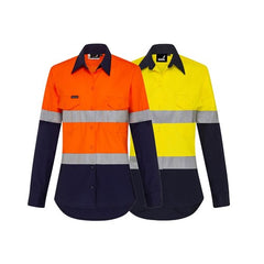 Mack - Womens LS 2 Tone Taped Shirt Cotton 190 gsm Yellow/Navy Size 20 | MKL918641YNW020