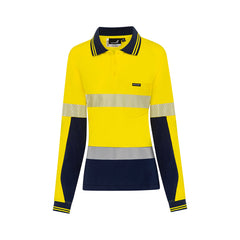Mack - Womens LS Cotton Polo Segmented Tape Yellow/Navy Size 22 | MKL918685YNW022