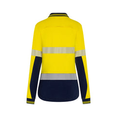 Mack - Womens LS Cotton Polo Segmented Tape Yellow/Navy Size 14 | MKL918685YNW014